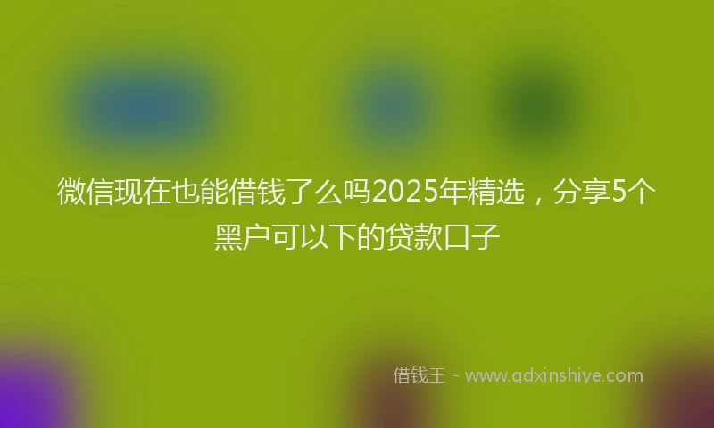 微信现在也能借钱了么吗2025年精选，分享5个黑户可以下的贷款口子