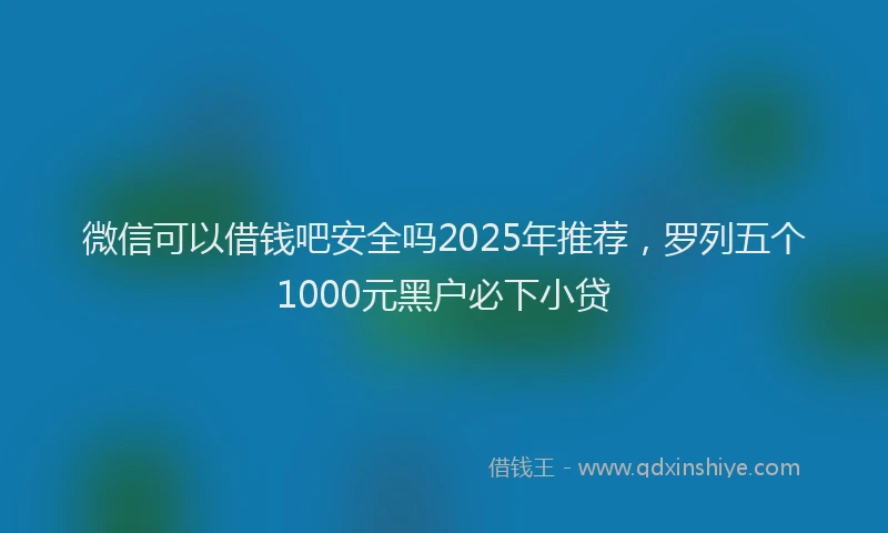微信可以借钱吧安全吗2025年推荐，罗列五个1000元黑户必下小贷