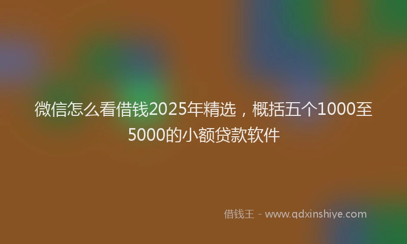微信怎么看借钱2025年精选，概括五个1000至5000的小额贷款软件