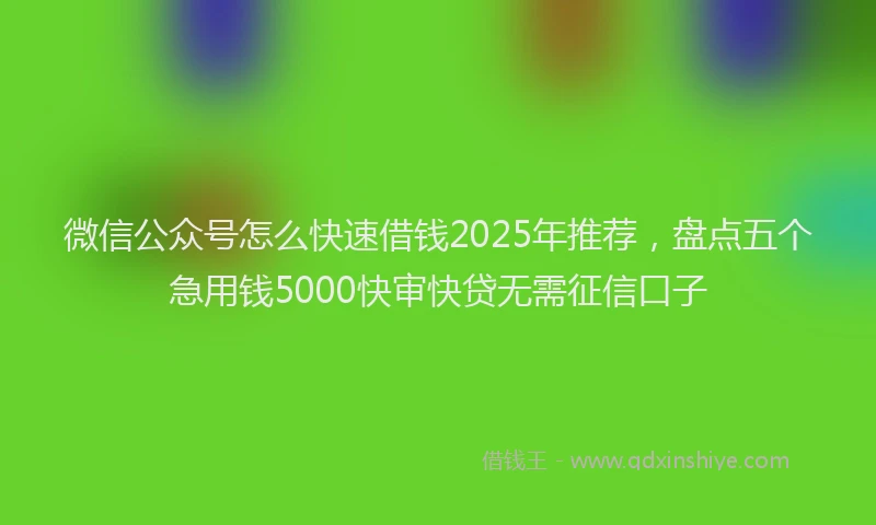 微信公众号怎么快速借钱2025年推荐，盘点五个急用钱5000快审快贷无需征信口子