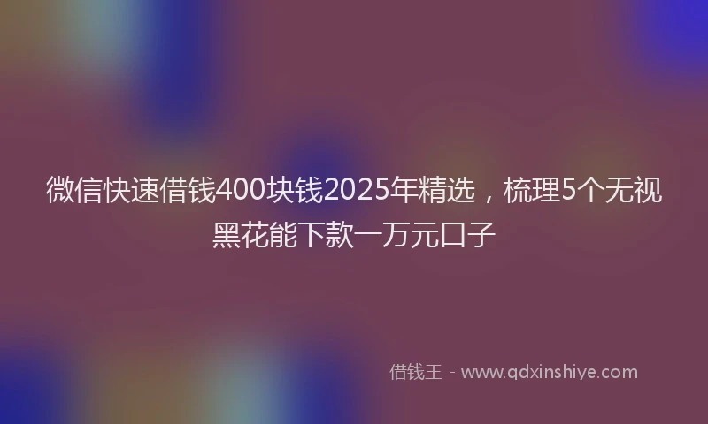 微信快速借钱400块钱2025年精选，梳理5个无视黑花能下款一万元口子