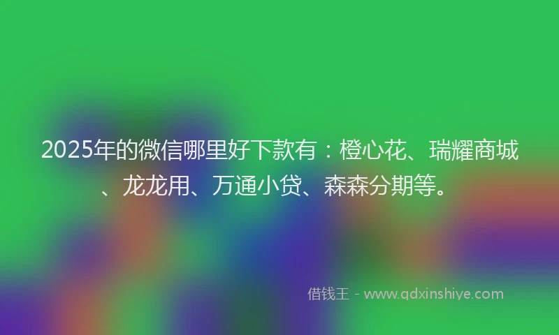 2025年的微信哪里好下款有：橙心花、瑞耀商城、龙龙用、万通小贷、森森分期等。