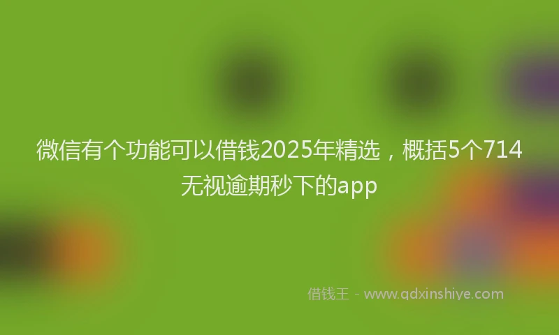 微信有个功能可以借钱2025年精选，概括5个714无视逾期秒下的app