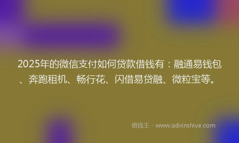 2025年的微信支付如何贷款借钱有：融通易钱包、奔跑租机、畅行花、闪借易贷融、微粒宝等。