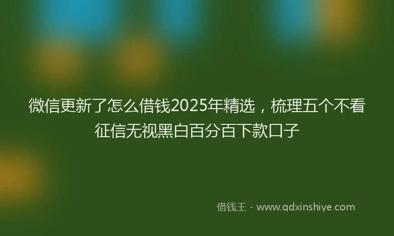 微信更新了怎么借钱2025年精选，梳理五个不看征信无视黑白百分百下款口子