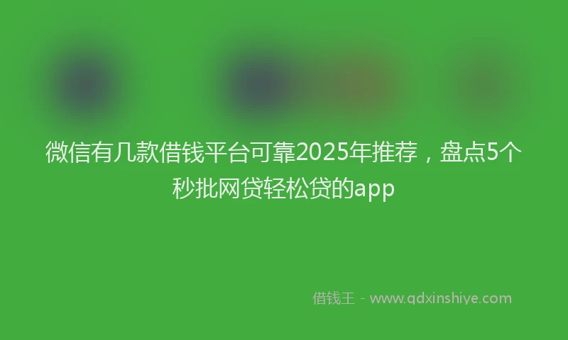 微信有几款借钱平台可靠2025年推荐，盘点5个秒批网贷轻松贷的app