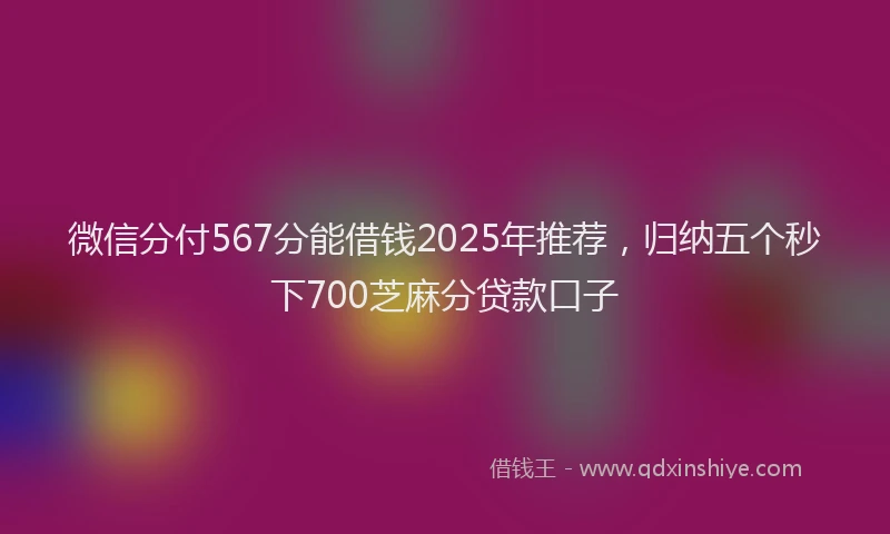 微信分付567分能借钱2025年推荐，归纳五个秒下700芝麻分贷款口子