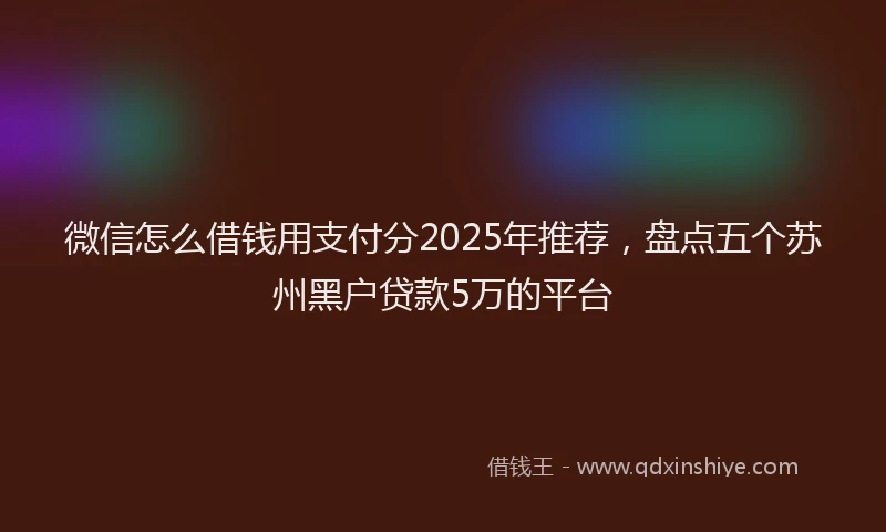 微信怎么借钱用支付分2025年推荐，盘点五个苏州黑户贷款5万的平台