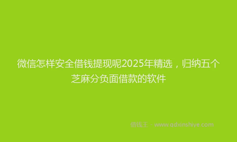 微信怎样安全借钱提现呢2025年精选，归纳五个芝麻分负面借款的软件