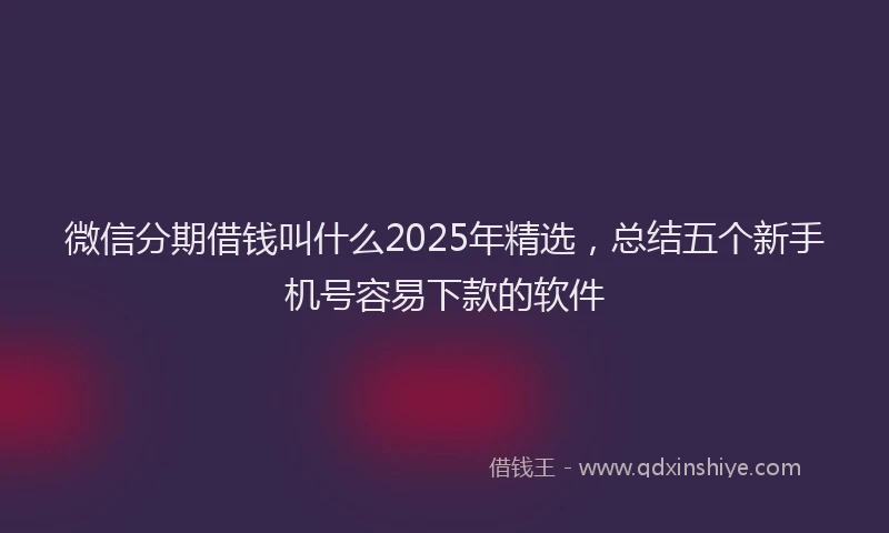 微信分期借钱叫什么2025年精选，总结五个新手机号容易下款的软件