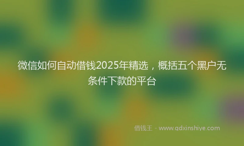 微信如何自动借钱2025年精选，概括五个黑户无条件下款的平台