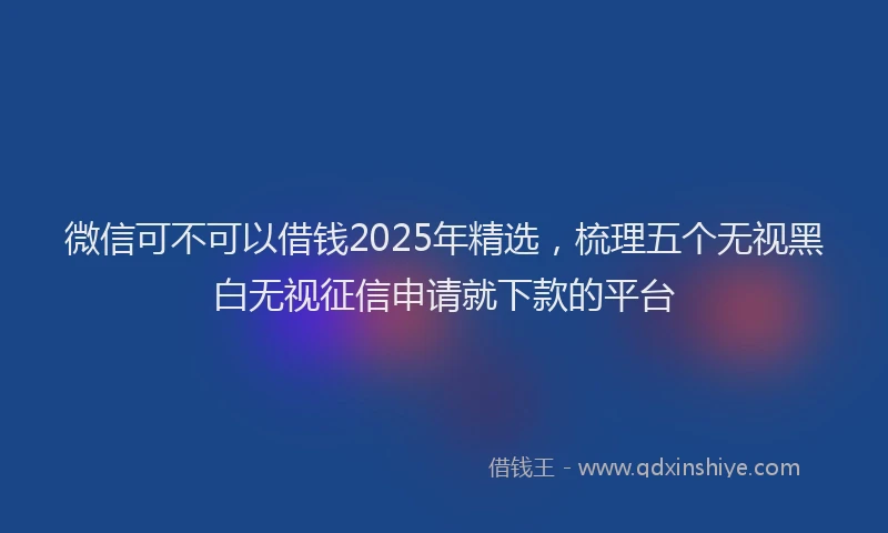 微信可不可以借钱2025年精选，梳理五个无视黑白无视征信申请就下款的平台