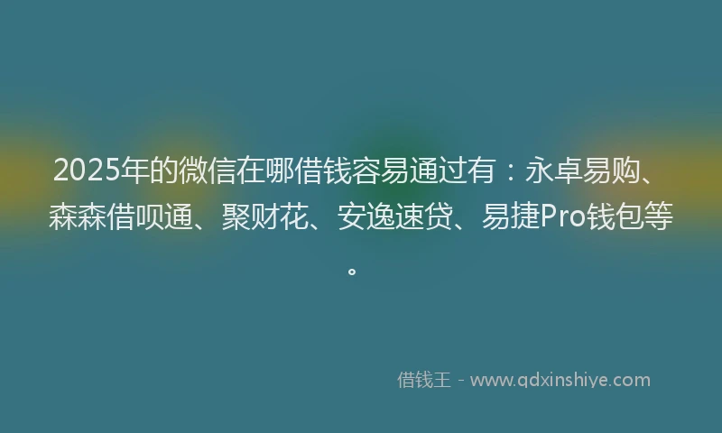 2025年的微信在哪借钱容易通过有：永卓易购、森森借呗通、聚财花、安逸速贷、易捷Pro钱包等。