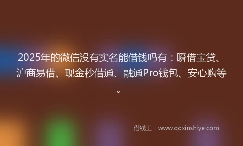 2025年的微信没有实名能借钱吗有：瞬借宝贷、沪商易借、现金秒借通、融通Pro钱包、安心购等。