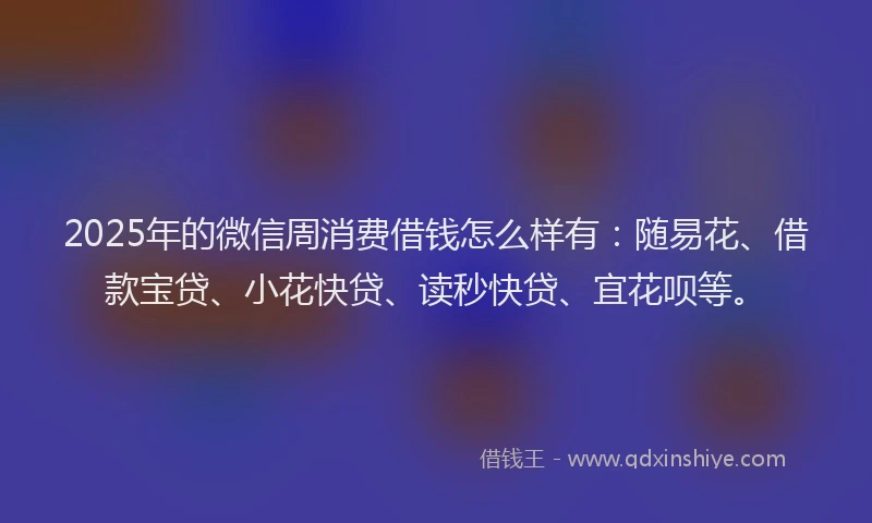 2025年的微信周消费借钱怎么样有：随易花、借款宝贷、小花快贷、读秒快贷、宜花呗等。
