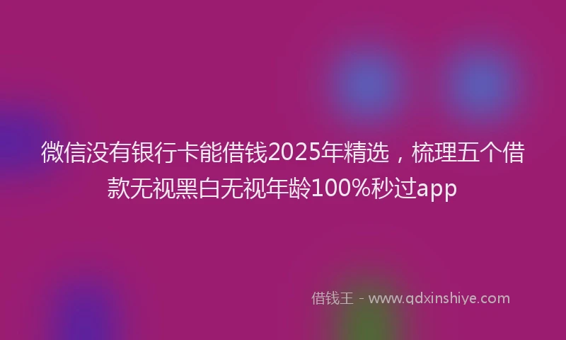 微信没有银行卡能借钱2025年精选，梳理五个借款无视黑白无视年龄100%秒过app