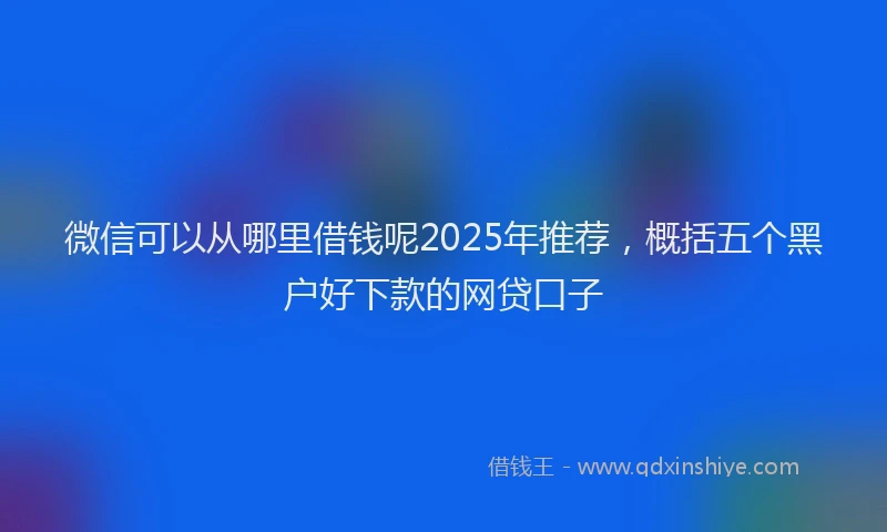 微信可以从哪里借钱呢2025年推荐，概括五个黑户好下款的网贷口子