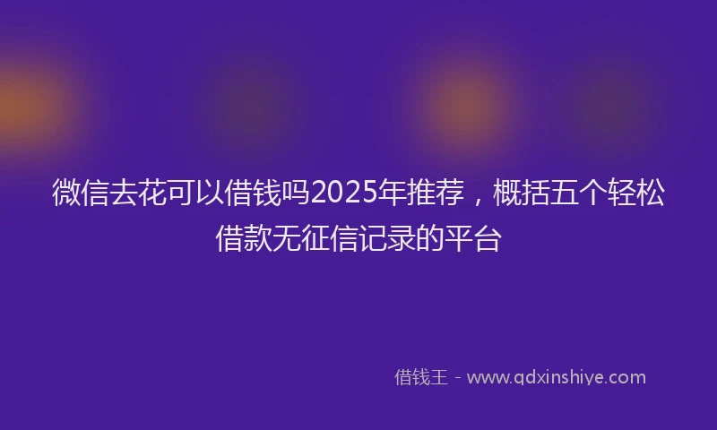 微信去花可以借钱吗2025年推荐，概括五个轻松借款无征信记录的平台