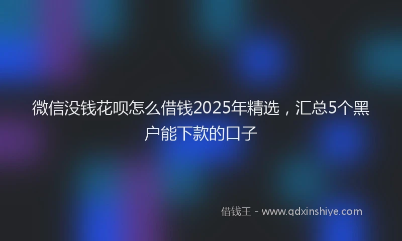 微信没钱花呗怎么借钱2025年精选，汇总5个黑户能下款的口子