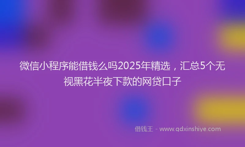 微信小程序能借钱么吗2025年精选，汇总5个无视黑花半夜下款的网贷口子