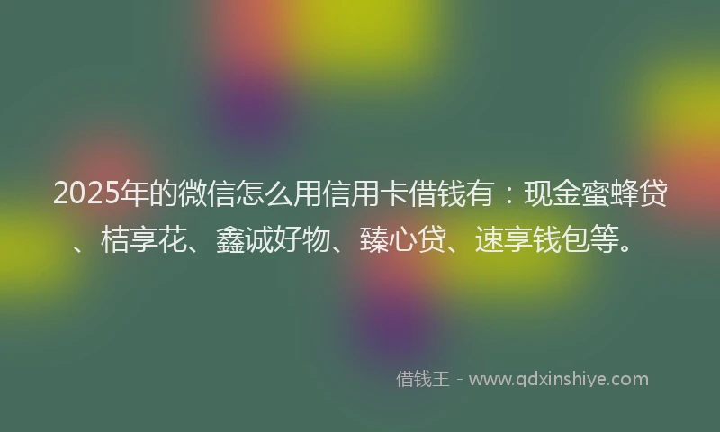 2025年的微信怎么用信用卡借钱有：现金蜜蜂贷、桔享花、鑫诚好物、臻心贷、速享钱包等。