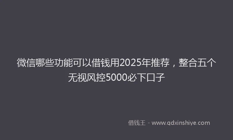 微信哪些功能可以借钱用2025年推荐，整合五个无视风控5000必下口子