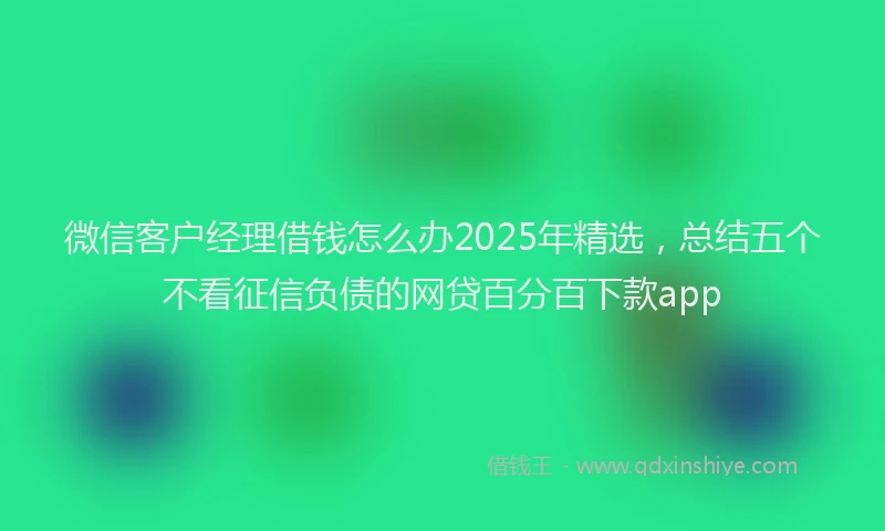 微信客户经理借钱怎么办2025年精选，总结五个不看征信负债的网贷百分百下款app