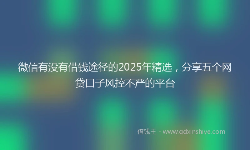 微信有没有借钱途径的2025年精选，分享五个网贷口子风控不严的平台