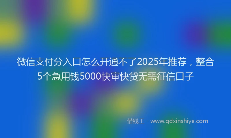 微信支付分入口怎么开通不了2025年推荐，整合5个急用钱5000快审快贷无需征信口子