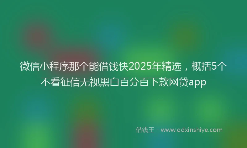 微信小程序那个能借钱快2025年精选，概括5个不看征信无视黑白百分百下款网贷app