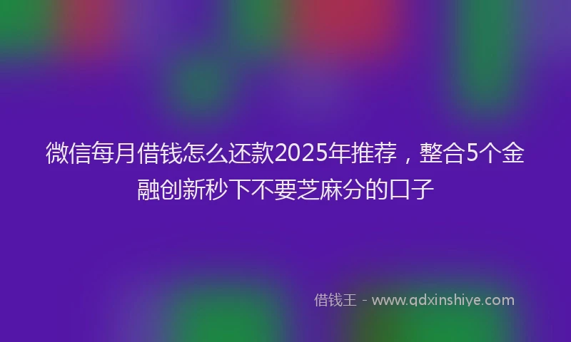 微信每月借钱怎么还款2025年推荐，整合5个金融创新秒下不要芝麻分的口子