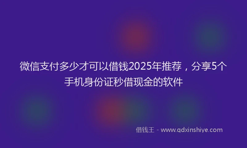 微信支付多少才可以借钱2025年推荐，分享5个手机身份证秒借现金的软件