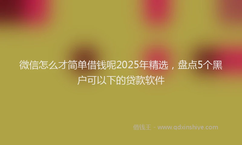微信怎么才简单借钱呢2025年精选，盘点5个黑户可以下的贷款软件