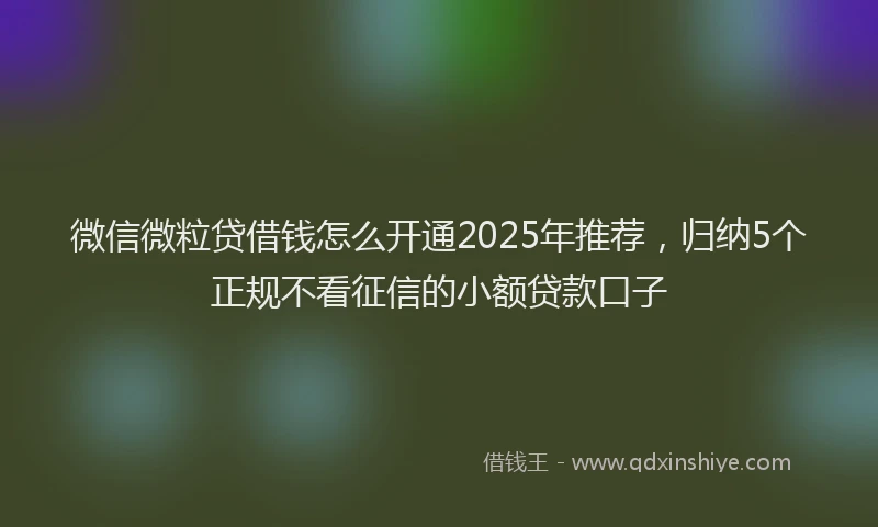 微信微粒贷借钱怎么开通2025年推荐，归纳5个正规不看征信的小额贷款口子
