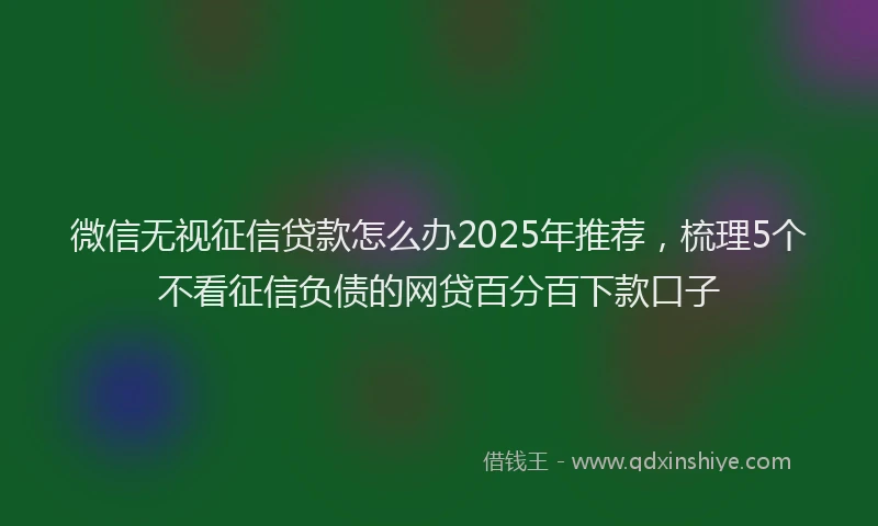 微信无视征信贷款怎么办2025年推荐，梳理5个不看征信负债的网贷百分百下款口子