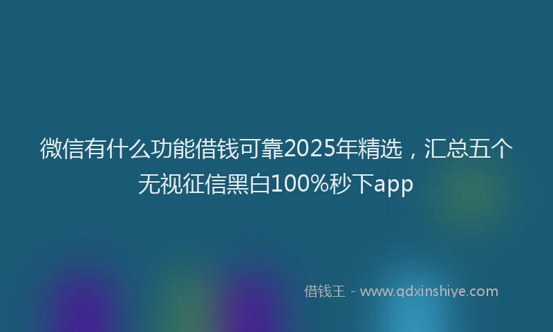 微信有什么功能借钱可靠2025年精选，汇总五个无视征信黑白100%秒下app