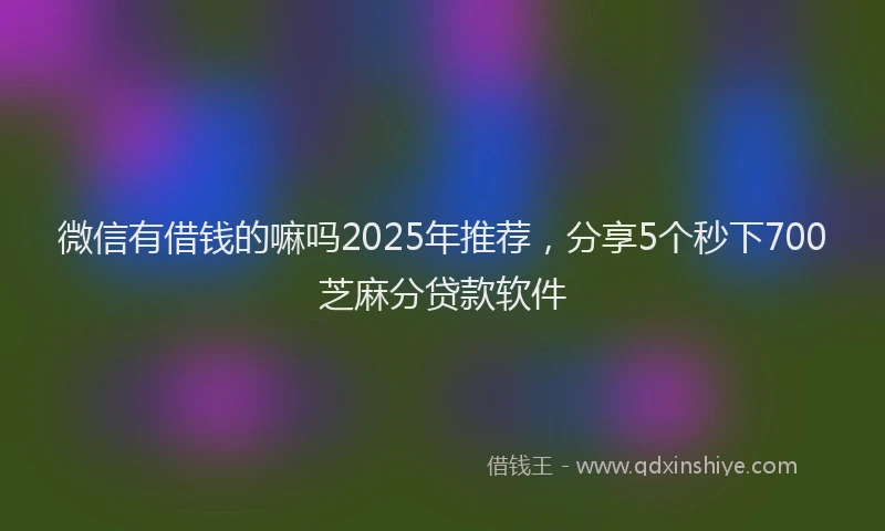 微信有借钱的嘛吗2025年推荐，分享5个秒下700芝麻分贷款软件