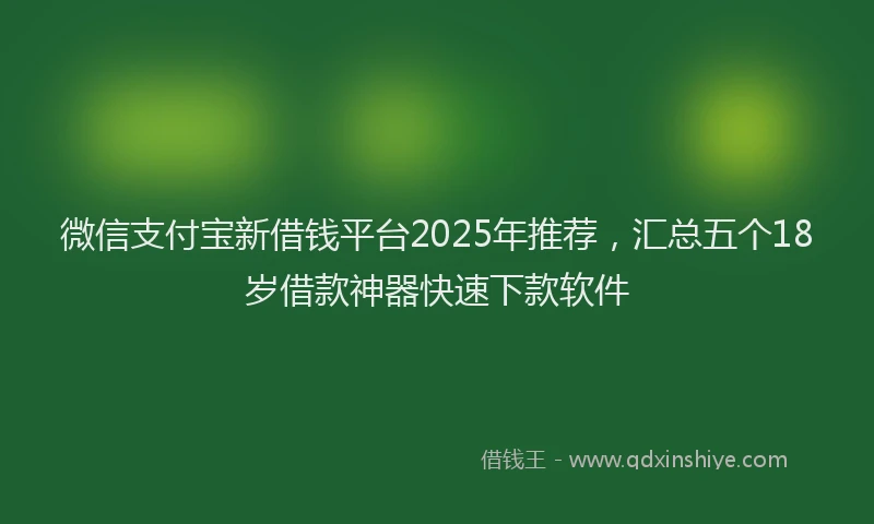 微信支付宝新借钱平台2025年推荐，汇总五个18岁借款神器快速下款软件