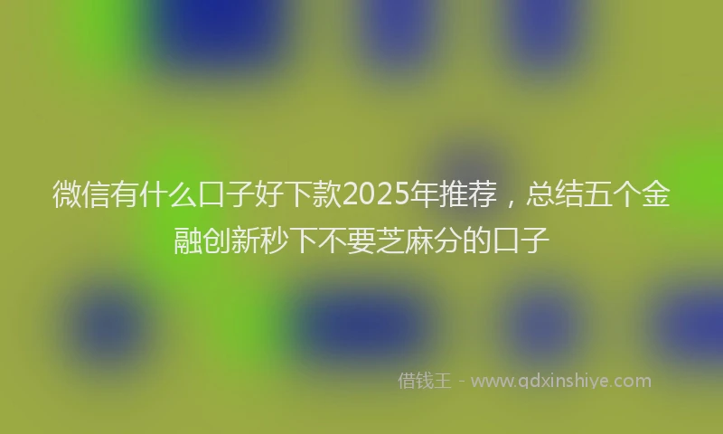 微信有什么口子好下款2025年推荐，总结五个金融创新秒下不要芝麻分的口子