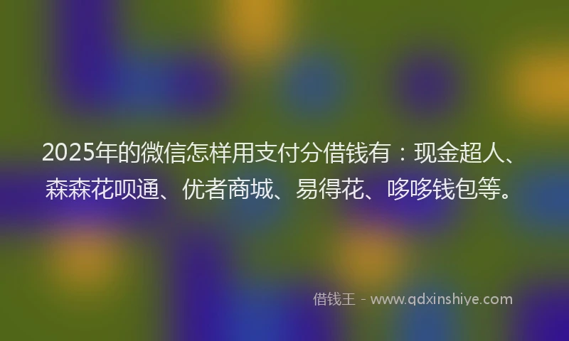 2025年的微信怎样用支付分借钱有：现金超人、森森花呗通、优者商城、易得花、哆哆钱包等。