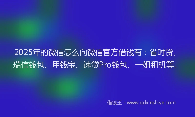 2025年的微信怎么向微信官方借钱有：省时贷、瑞信钱包、用钱宝、速贷Pro钱包、一姐租机等。