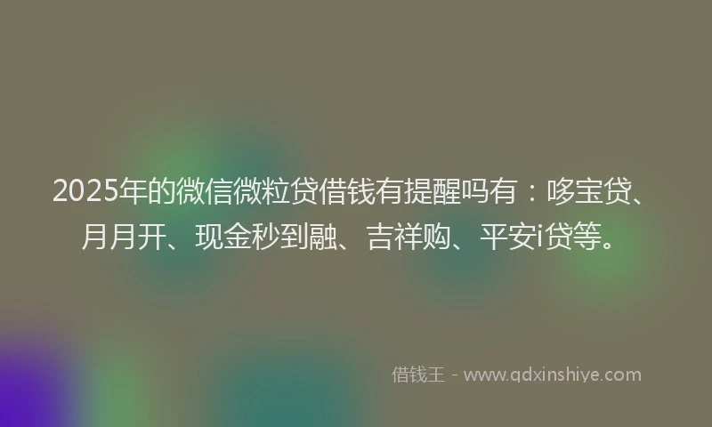 2025年的微信微粒贷借钱有提醒吗有：哆宝贷、月月开、现金秒到融、吉祥购、平安i贷等。