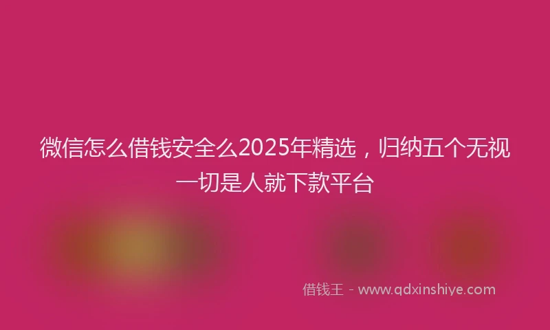 微信怎么借钱安全么2025年精选，归纳五个无视一切是人就下款平台
