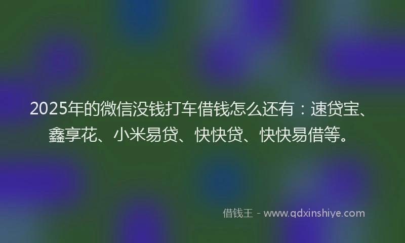2025年的微信没钱打车借钱怎么还有：速贷宝、鑫享花、小米易贷、快快贷、快快易借等。