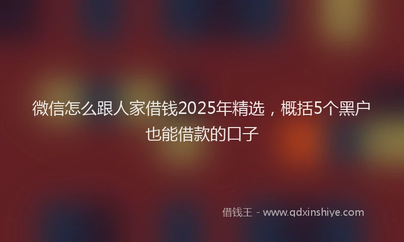 微信怎么跟人家借钱2025年精选，概括5个黑户也能借款的口子