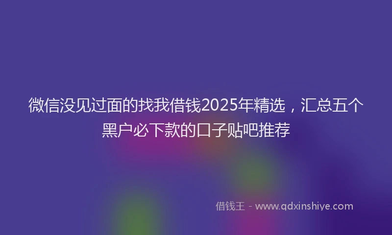微信没见过面的找我借钱2025年精选，汇总五个黑户必下款的口子贴吧推荐