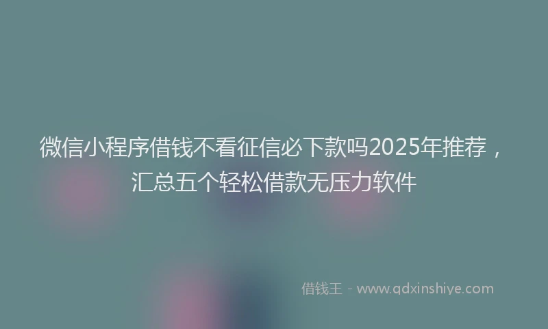 微信小程序借钱不看征信必下款吗2025年推荐，汇总五个轻松借款无压力软件