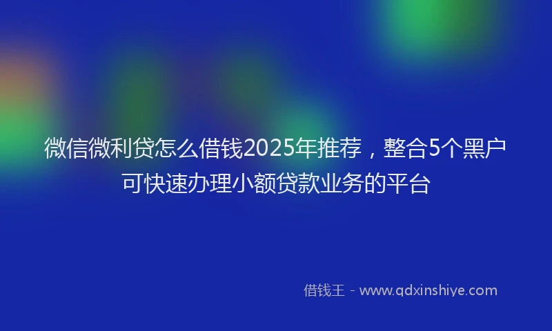 微信微利贷怎么借钱2025年推荐，整合5个黑户可快速办理小额贷款业务的平台