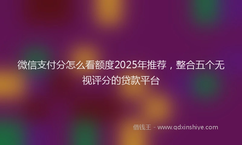 微信支付分怎么看额度2025年推荐，整合五个无视评分的贷款平台