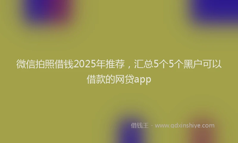 微信拍照借钱2025年推荐，汇总5个5个黑户可以借款的网贷app
